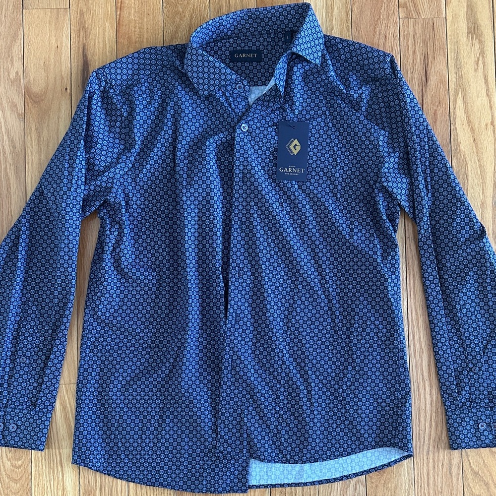 Navy Geometric Men's Casual Shirt